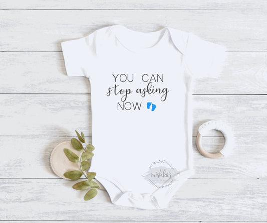 Pregnancy Announcement Onesie| Baby reveal | Pregnancy Announcement Baby Bodysuit | Custom Baby Bodysuit | You can stop asking