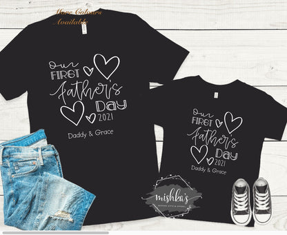 Our First Father’s Day 2021 Matching Set ,Happy Fathers Day ,Happy 1st Father’s Day , Matching Father’s Day TShirt , Father’s Day Gift