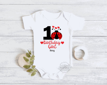 First Birthday Onesie| Half  Birthday Shirt| Custom Baby Bodysuit | Personalised Birthday Outfit | Ladybug Birthday Shirt