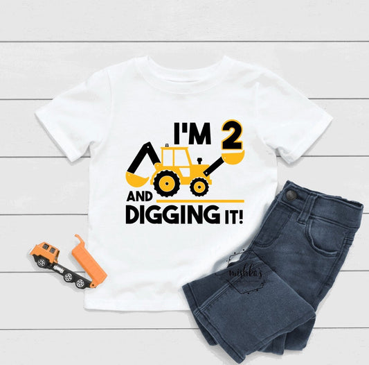 Second Birthday tshirt| Second Birthday Shirt| construction tshirt | Personalised Birthday Outfit | digger Birthday |Wild two Birthday